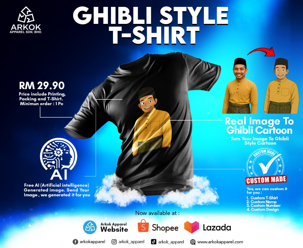 Baju Custom Ghibli T-Shirt I Ghibli Custom T-Shirt I Baju Custom Anime I Baju Karton Ghibli