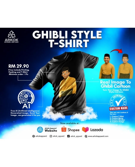 Baju Custom Ghibli T-Shirt I Ghibli Custom T-Shirt I Baju Custom Anime I Baju Karton Ghibli