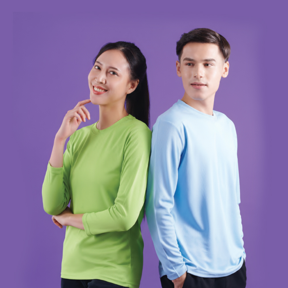 Unisex Microfibre Eyelet Long Sleeve T-shirt QD 54