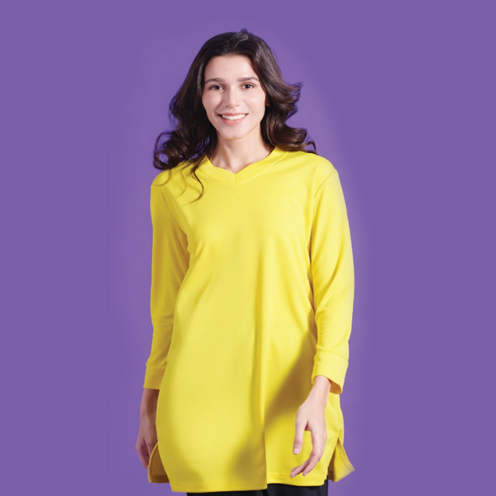 Female Microfibre Eyelet V-neck Long Sleeve Muslimah Sk05