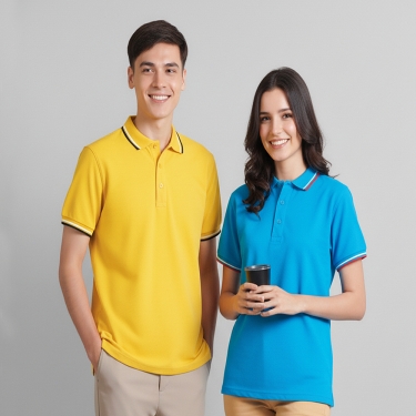 Unisex Cvc Honeycomb Tipped Collar & Cuff Polo Shirt Hc24